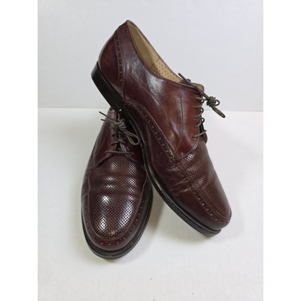 Lorenzo Banfi Mens Dress Shoes Vintage Leather Made In Italy Oxford Sz 8.5
